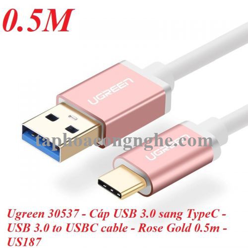 Ugreen 30537 0.5M màu Hồng Cáp USB TypeC sang USB 3.0 cao cấp US187 30030537